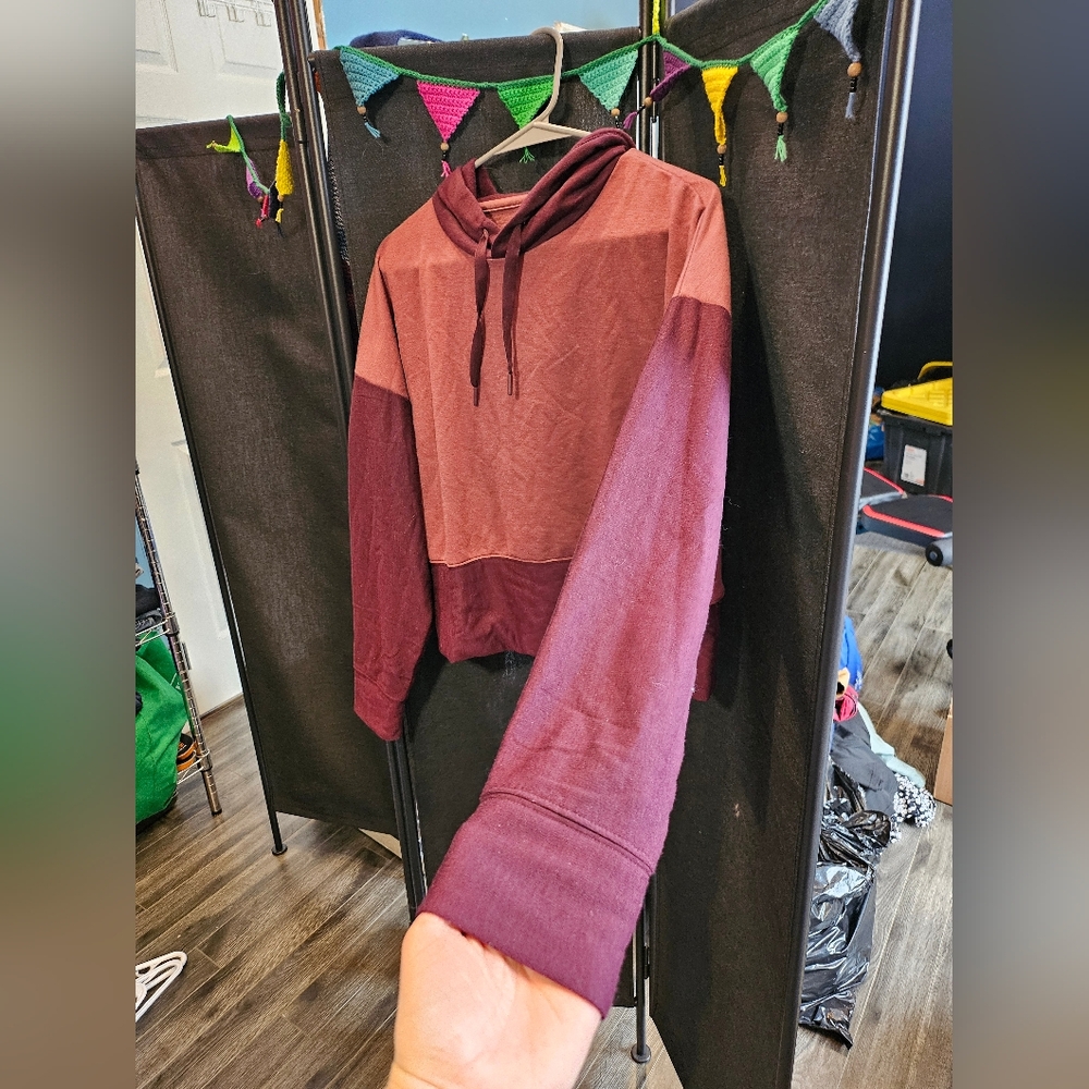 Burgundy and Mauve Crop Hoodie ๐โค๏ธ - Picture 5 of 9